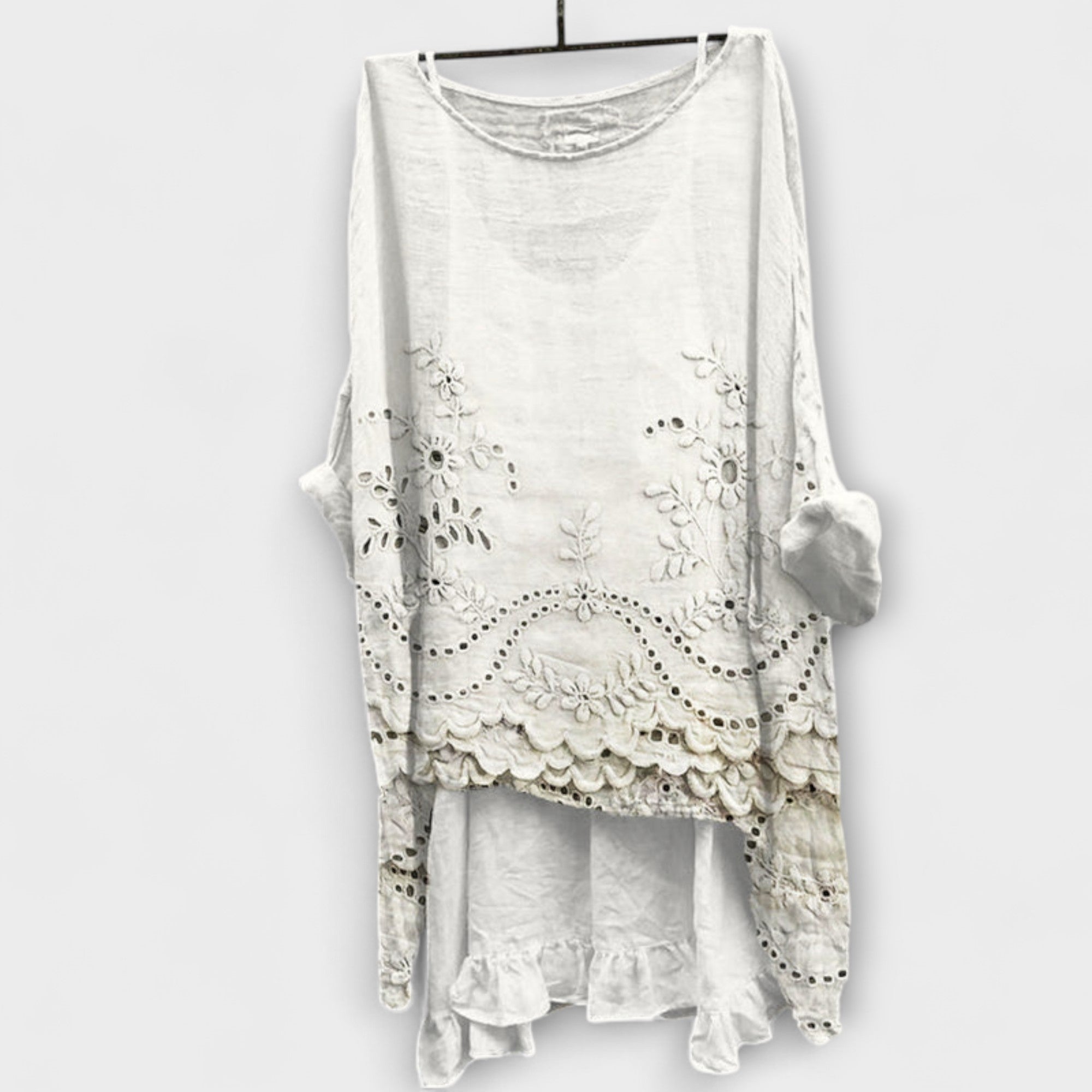 Ella - Bluse med dobbelt lag kant