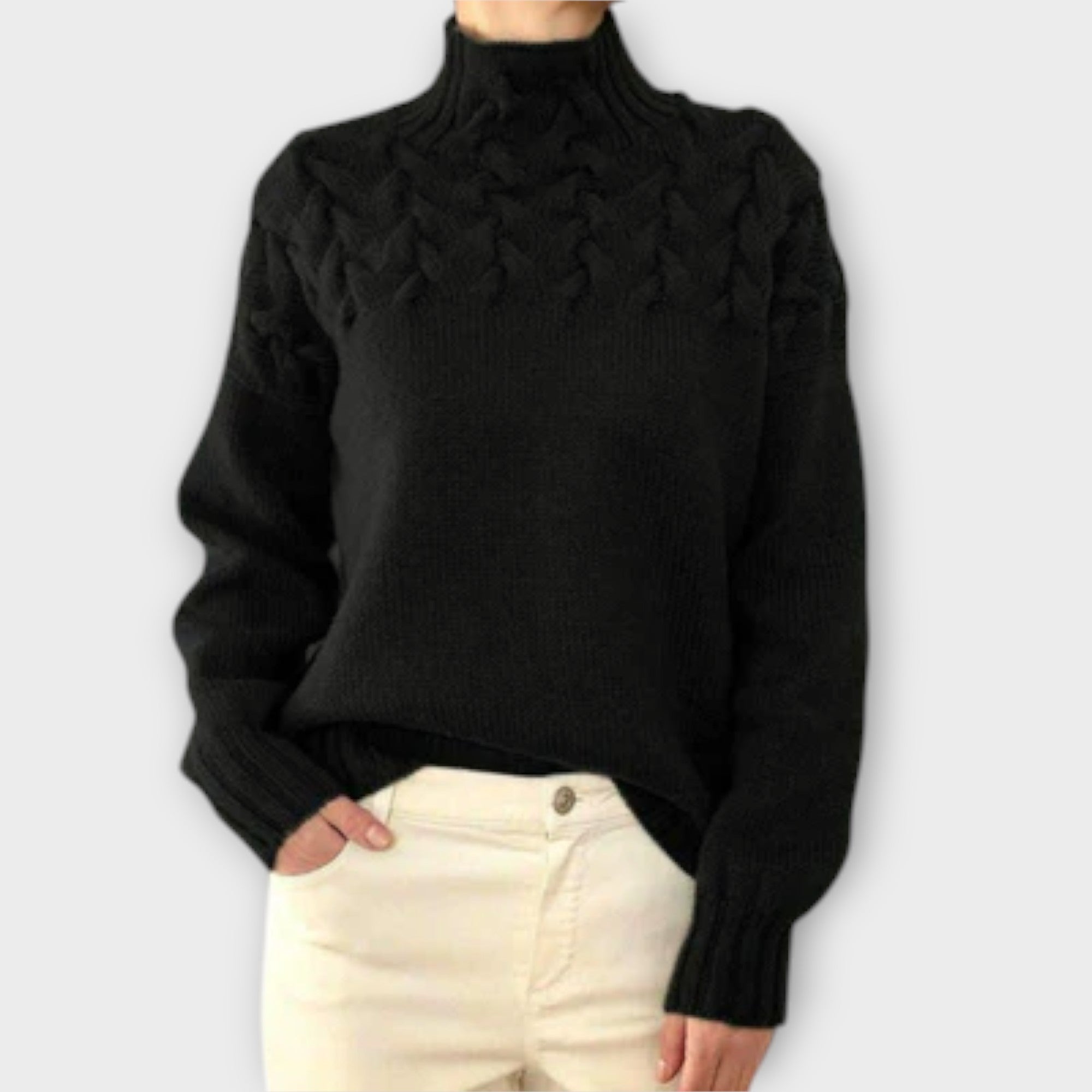 Eva - Pull pour femme avec détail en maille torsadée