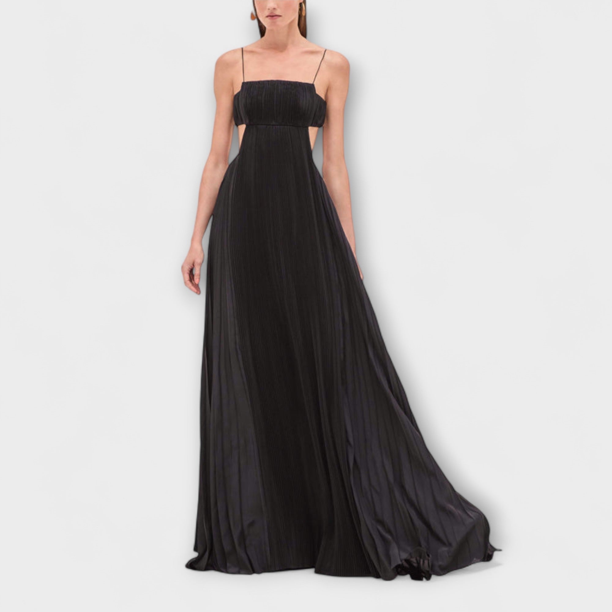 Mireille - Robe Maxi Fluide Stylée Plissée avec Découpes