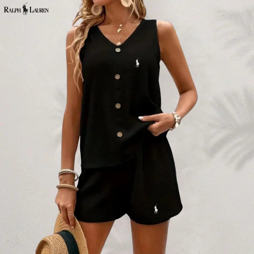 R. Lauren Buttoned Tank & Shorts Sett