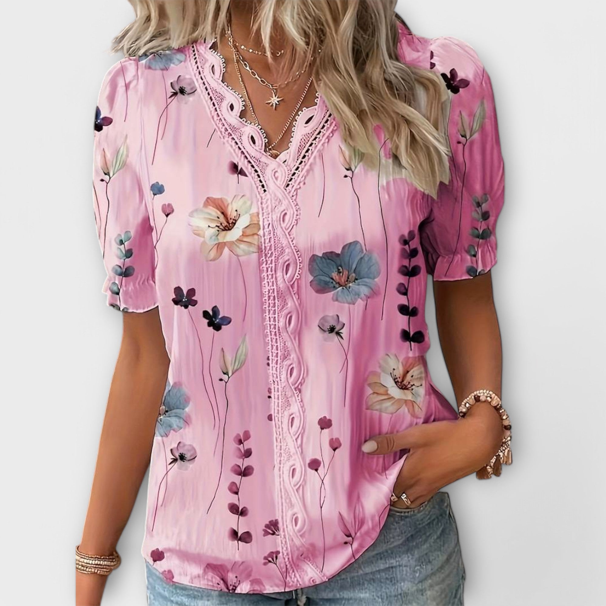 Emily - Blouse à la mode avec col en V