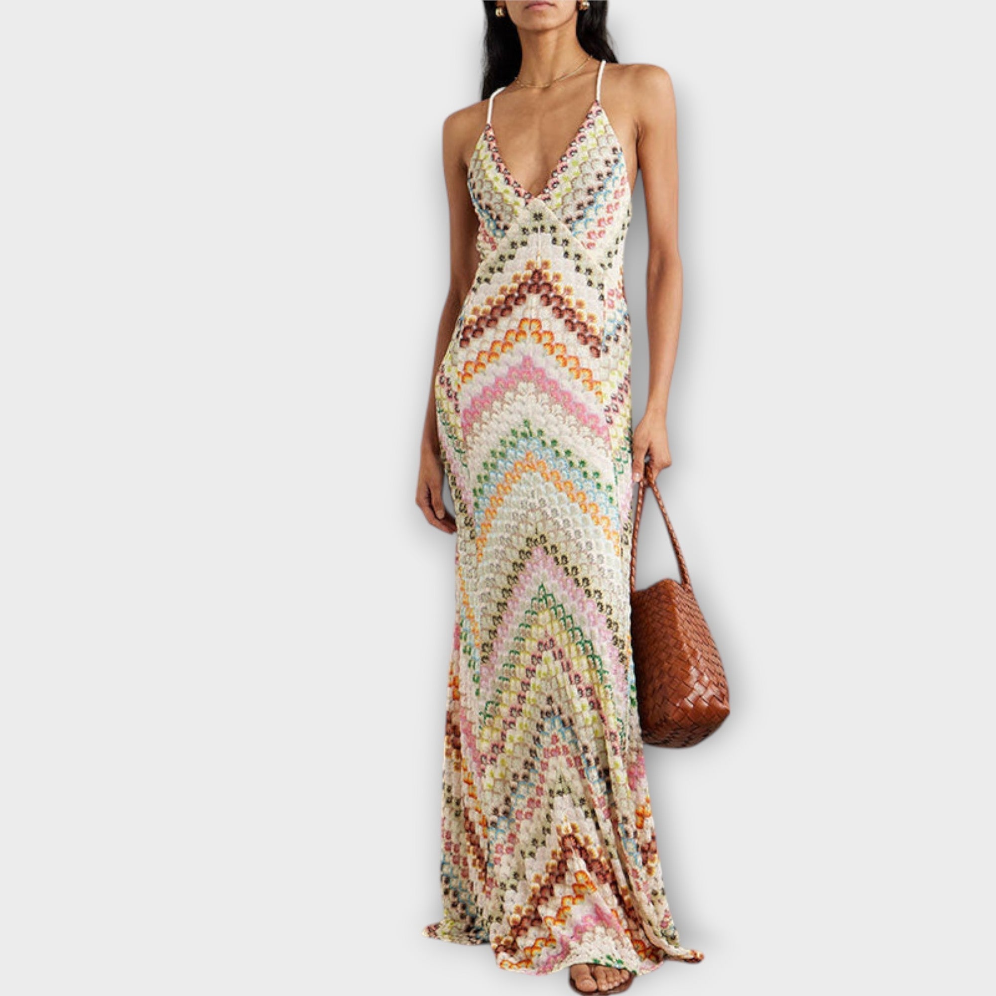 Remi - Missoni Fargerik Houndstooth-mønster Maksikjole