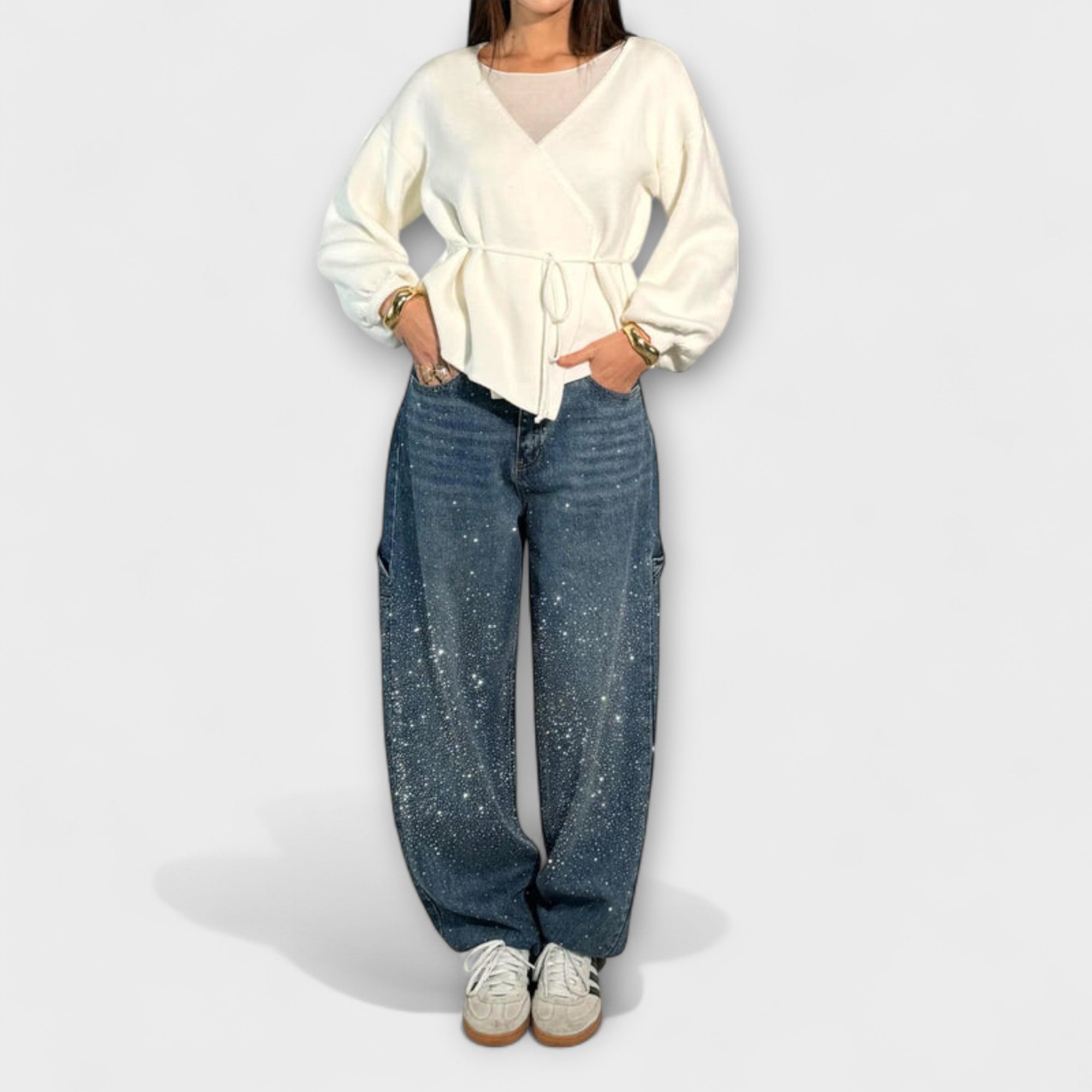Fable - Jean en denim brillant style charpentier ballon