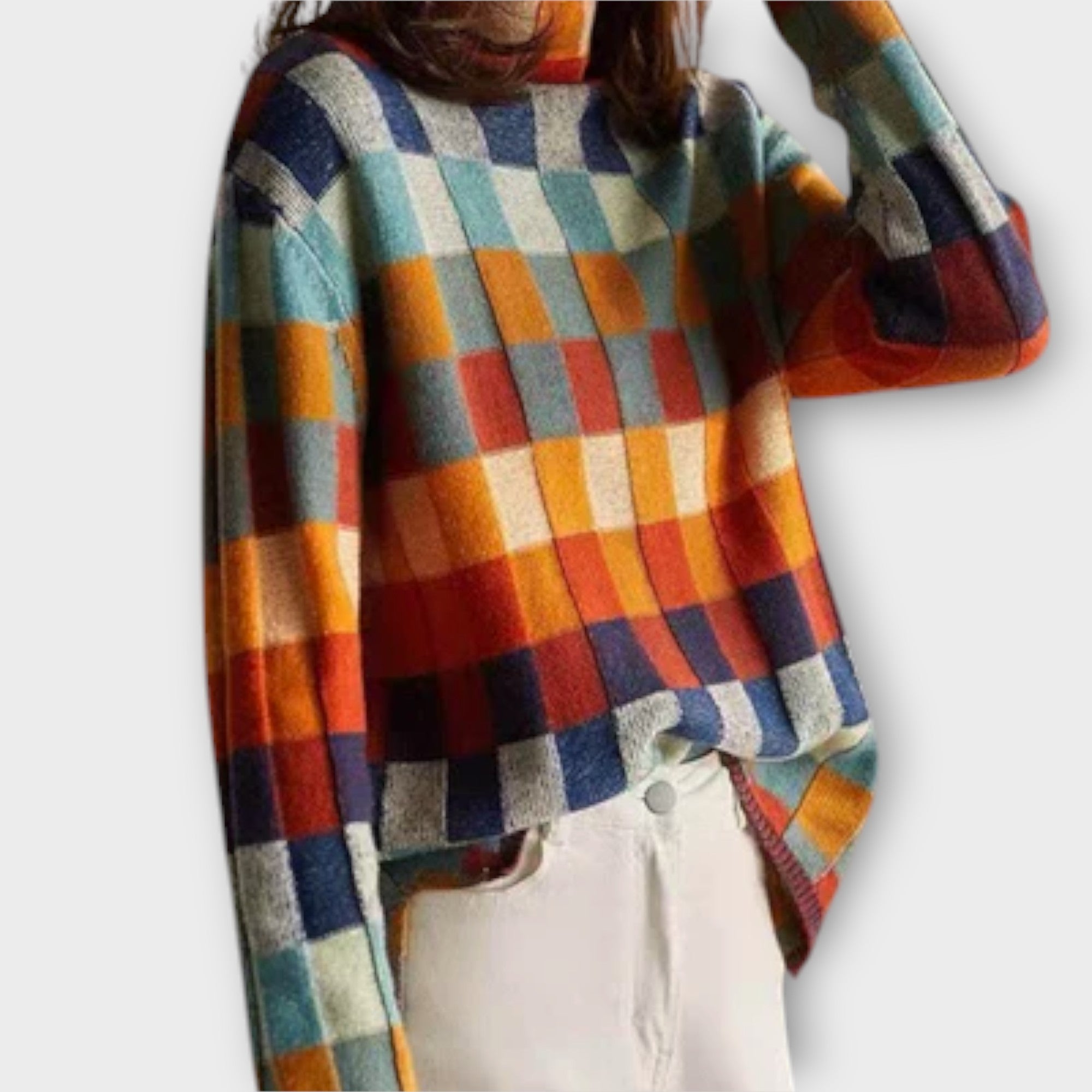 Erika - Pull à col roulé patchwork