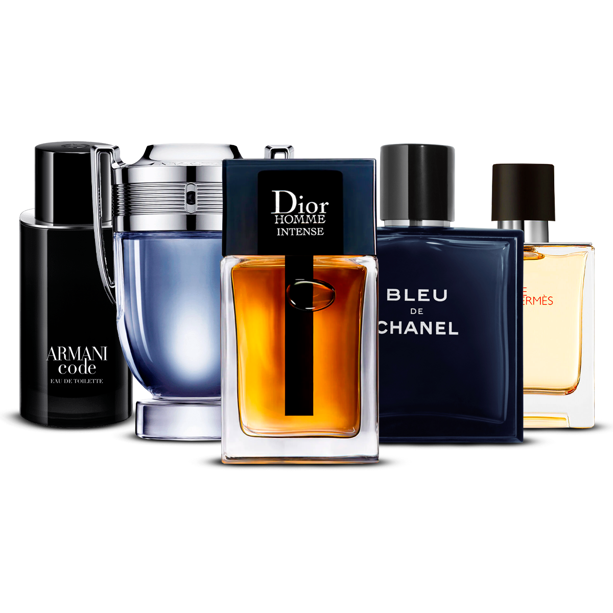 Zestaw 5 męskich perfum – Armani Code, Invictus, Dior Homme Intense, Bleu de Chanel i Terre d'Hermès [100 ml każdy]