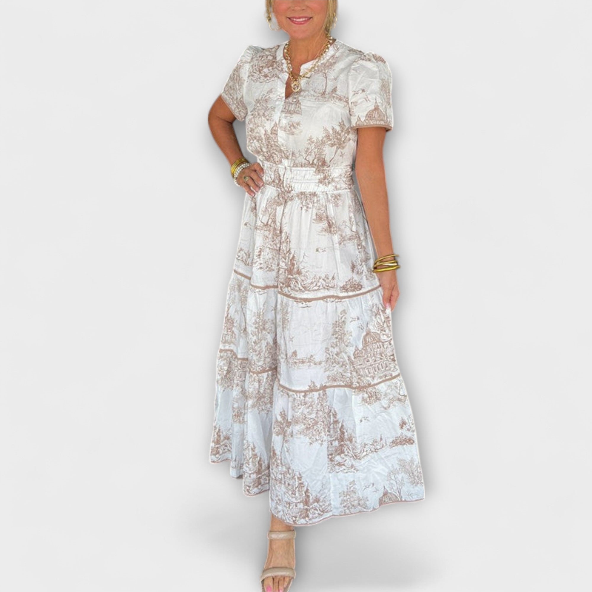 Eliza - Ponadczasowa sukienka maxi Toile