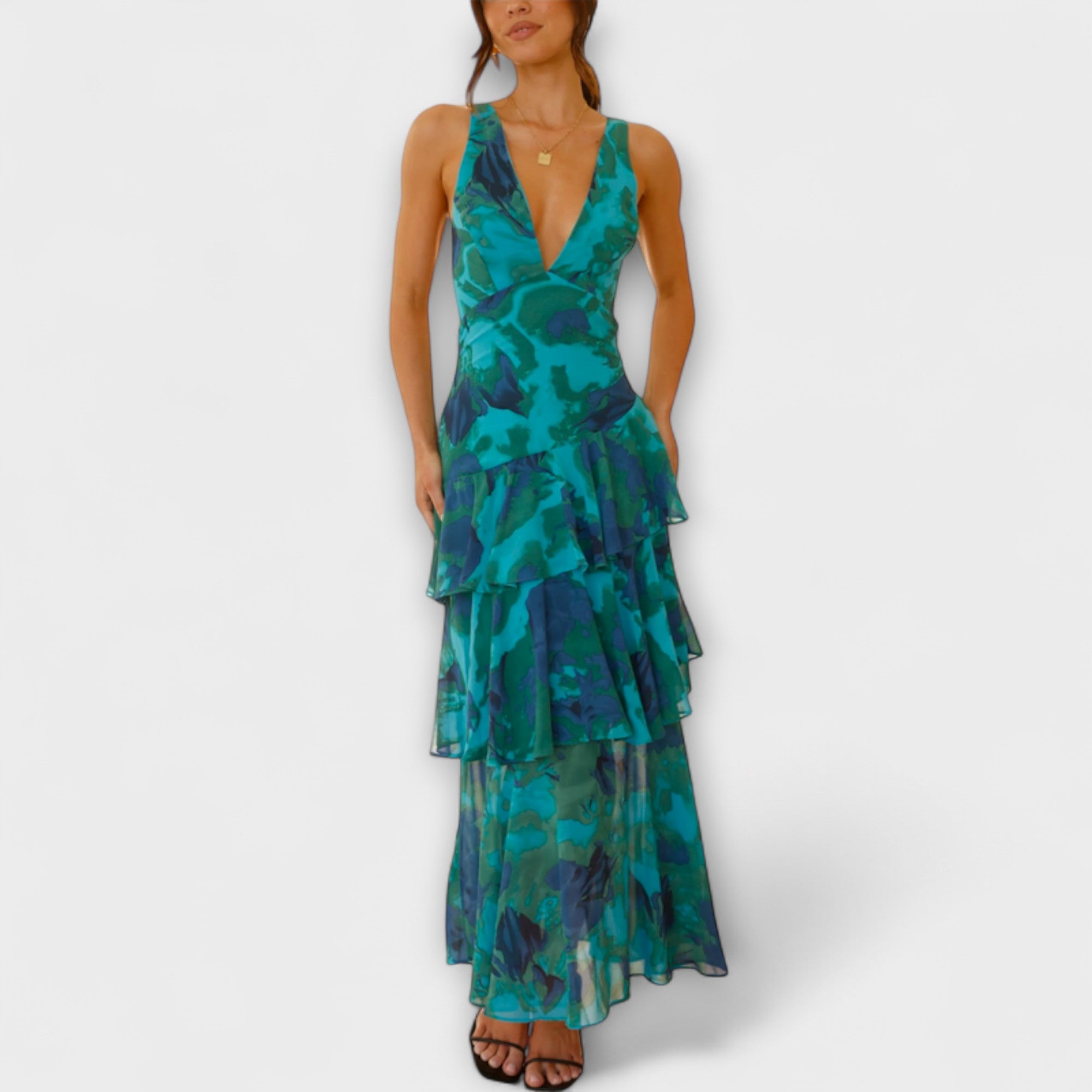 Domenica - Robe en chiffon avec col en V et couches fluides